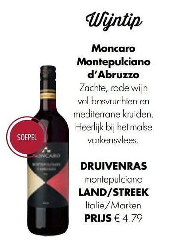 Aanbiedingen Moncaro montepulciano d`abruzzo - Rode wijnen - Geldig van 13/12/2016 tot 31/12/2016 bij Albert Heijn