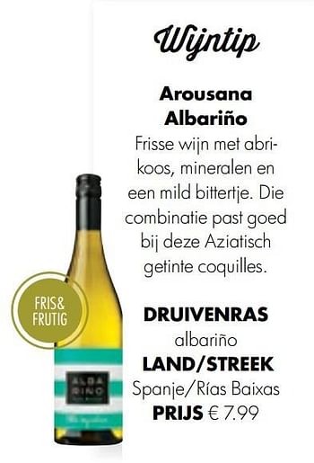 Aanbiedingen Arousana albariño - Witte wijnen - Geldig van 13/12/2016 tot 31/12/2016 bij Albert Heijn