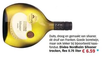 Aanbiedingen Divino nordheim silvaner trocken - Witte wijnen - Geldig van 13/12/2016 tot 31/12/2016 bij Albert Heijn