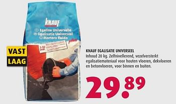 Aanbiedingen Knauf egalisatie universeel - Knauf - Geldig van 12/12/2016 tot 31/12/2016 bij Hubo