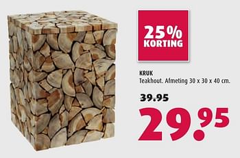 Aanbiedingen Kruk teakhout - Huismerk - Hubo  - Geldig van 12/12/2016 tot 31/12/2016 bij Hubo