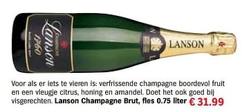 Aanbiedingen Lanson champagne brut - Champagne - Geldig van 13/12/2016 tot 31/12/2016 bij Albert Heijn