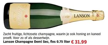 Aanbiedingen Lanson champagne demi sec - Champagne - Geldig van 13/12/2016 tot 31/12/2016 bij Albert Heijn