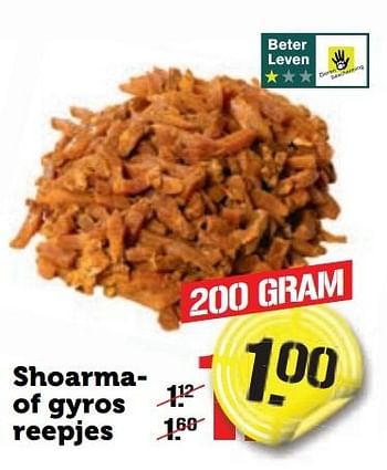 Aanbiedingen Shoarmaof gyros reepjes - Huismerk - Coop - Geldig van 26/12/2016 tot 01/01/2017 bij Coop