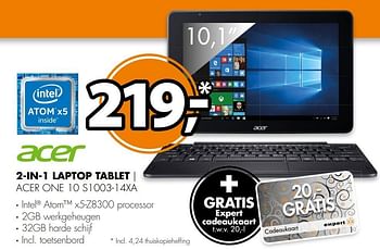 Aanbiedingen Acer 2-in-1 laptop tablet acer one 10 s1003-14xa - Acer - Geldig van 29/12/2016 tot 31/12/2016 bij Expert