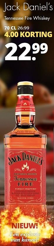 Aanbiedingen Jack daniel`s tennessee fire whiskey - Jack Daniel's - Geldig van 19/12/2016 tot 31/12/2016 bij Mitra