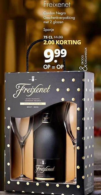 Aanbiedingen Freixenet cordon negro geschenkverpakking met 2 glazen spanje - Freixenet - Geldig van 19/12/2016 tot 31/12/2016 bij Mitra