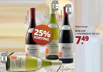 Aanbiedingen Mâcon rouge - Rode wijnen - Geldig van 19/12/2016 tot 31/12/2016 bij Mitra