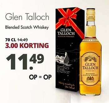 Aanbiedingen Glen talloch blended scotch whiskey - Glen Talloch - Geldig van 19/12/2016 tot 31/12/2016 bij Mitra