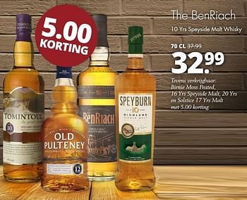 Aanbiedingen The benriach 10 yrs speyside malt whisky - The BenRiach Solstice - Geldig van 19/12/2016 tot 31/12/2016 bij Mitra