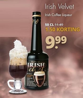 Aanbiedingen Irish velvet irish coffee liqueur - Irish Velvet - Geldig van 19/12/2016 tot 31/12/2016 bij Mitra