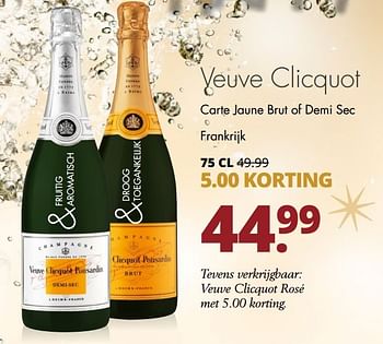 Aanbiedingen Veuve clicquot carte jaune brut of demi sec frankrijk - Veuve Clicquot - Geldig van 19/12/2016 tot 31/12/2016 bij Mitra