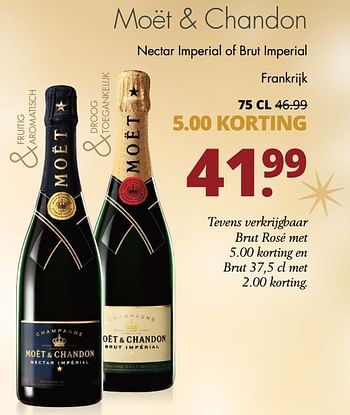 Aanbiedingen Moët + chandon nectar imperial of brut imperial frankrijk - Moet &amp; Chandon - Geldig van 19/12/2016 tot 31/12/2016 bij Mitra