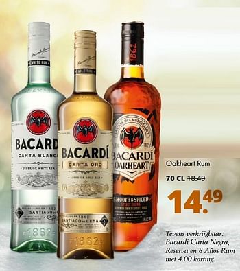 Aanbiedingen Bacardi oakheart rum - Bacardi - Geldig van 19/12/2016 tot 31/12/2016 bij Mitra