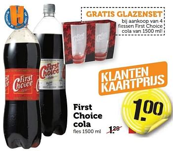Aanbiedingen First choice cola - First choice - Geldig van 26/12/2016 tot 01/01/2017 bij Coop