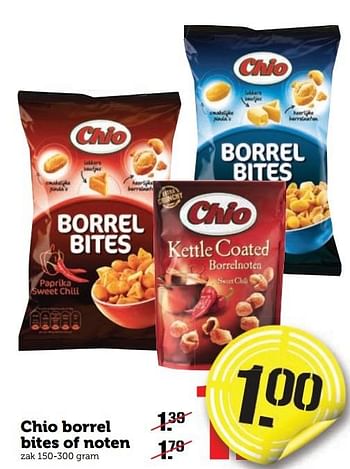 Aanbiedingen Chio borrel bites of noten - Chio - Geldig van 26/12/2016 tot 01/01/2017 bij Coop