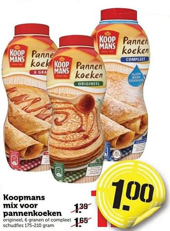 Aanbiedingen Koopmans mix voor pannenkoeken - Koopmans - Geldig van 26/12/2016 tot 01/01/2017 bij Coop