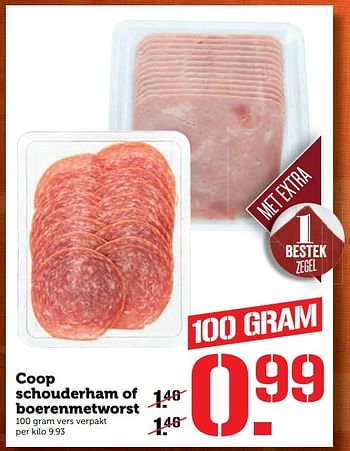 Aanbiedingen Coop schouderham of boerenmetworst - Huismerk - Coop - Geldig van 26/12/2016 tot 01/01/2017 bij Coop