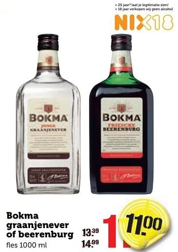 Aanbiedingen Bokma graanjenever of beerenburg - BOKMA - Geldig van 26/12/2016 tot 01/01/2017 bij Coop