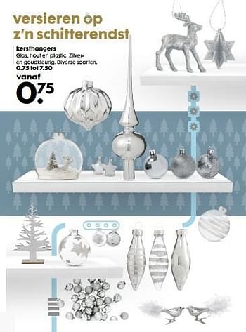 Aanbiedingen Kersthangers glas, hout en plastic. zilveren goudkleurig - Huismerk - Hema - Geldig van 06/12/2016 tot 01/01/2017 bij Hema