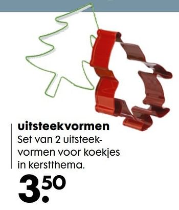 Aanbiedingen Uitsteekvormen set van 2 uitsteekvormen voor koekjes in kerstthema - Huismerk - Hema - Geldig van 06/12/2016 tot 01/01/2017 bij Hema