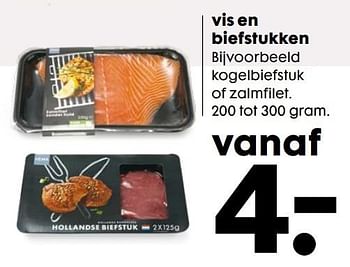 Aanbiedingen Vis en biefstukken bijvoorbeeld kogelbiefstuk of zalmfilet - Huismerk - Hema - Geldig van 06/12/2016 tot 01/01/2017 bij Hema