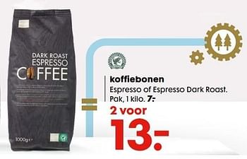 Aanbiedingen Koffiebonen espresso of espresso dark roast - Huismerk - Hema - Geldig van 06/12/2016 tot 01/01/2017 bij Hema