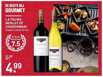Aanbiedingen La palma merlot of chardonnay - Rode wijnen - Geldig van 14/12/2016 tot 01/01/2017 bij Gall & Gall