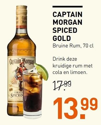 Aanbiedingen Captain morgan spiced gold bruine rum - Captain Morgan - Geldig van 14/12/2016 tot 01/01/2017 bij Gall & Gall