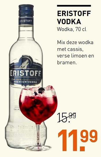 Aanbiedingen Eristoff vodka wodka - Eristoff - Geldig van 14/12/2016 tot 01/01/2017 bij Gall & Gall