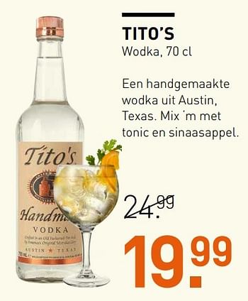 Aanbiedingen Tito`s wodka - Tito's - Geldig van 14/12/2016 tot 01/01/2017 bij Gall & Gall