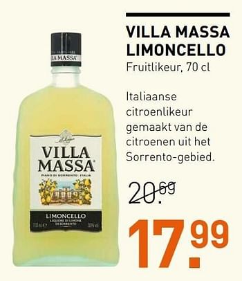 Aanbiedingen Villa massa limoncello fruitlikeur - Villa Massa - Geldig van 14/12/2016 tot 01/01/2017 bij Gall & Gall