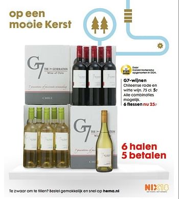 Aanbiedingen G7-wijnen chileense rode en witte wijn - Witte wijnen - Geldig van 06/12/2016 tot 01/01/2017 bij Hema