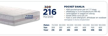 Aanbiedingen Pocket dahlia - Huismerk - TotaalBed - Geldig van 21/12/2016 tot 01/01/2017 bij TotaalBed