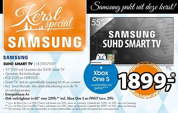 Aanbiedingen Samsung suhd smart tv ue55ks7000 - Samsung - Geldig van 18/12/2016 tot 01/01/2017 bij Expert