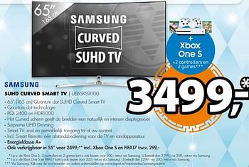 Aanbiedingen Samsung suhd curved smart tv ue65ks9000 - Samsung - Geldig van 18/12/2016 tot 01/01/2017 bij Expert
