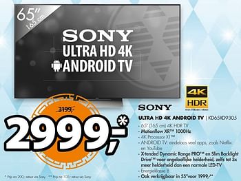 Aanbiedingen Sony ultra hd 4k android tv kd65xd9305 - Sony - Geldig van 18/12/2016 tot 01/01/2017 bij Expert