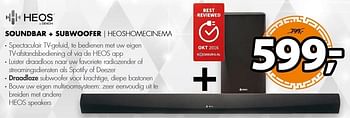 Aanbiedingen Heos soundbar + subwoofer heoshomecinema - Heos - Geldig van 18/12/2016 tot 01/01/2017 bij Expert