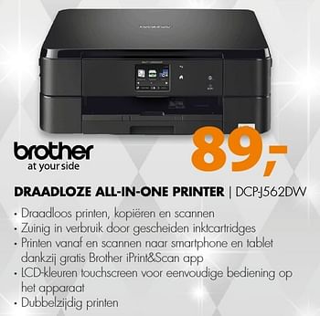 Aanbiedingen Brother draadloze all-in-one printer dcp-j562dw - Brother - Geldig van 18/12/2016 tot 01/01/2017 bij Expert