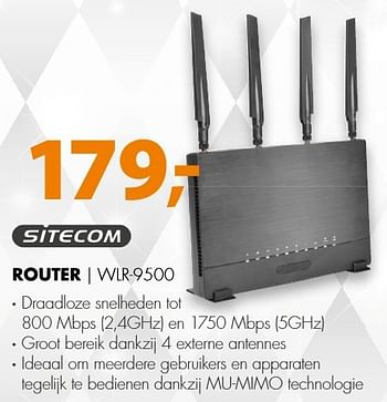 Aanbiedingen Sitecom router wlr-9500 - Sitecom - Geldig van 18/12/2016 tot 01/01/2017 bij Expert