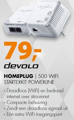 Aanbiedingen Devolo homeplug 500 wifi starterkit powerline - Devolo - Geldig van 18/12/2016 tot 01/01/2017 bij Expert