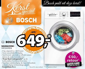 Aanbiedingen Bosch wasmachine wat28490nl - Bosch - Geldig van 18/12/2016 tot 01/01/2017 bij Expert