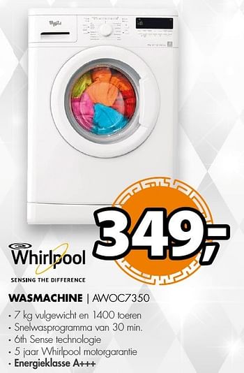 Aanbiedingen Whirlpool wasmachine awoc7350 - Whirlpool - Geldig van 18/12/2016 tot 01/01/2017 bij Expert