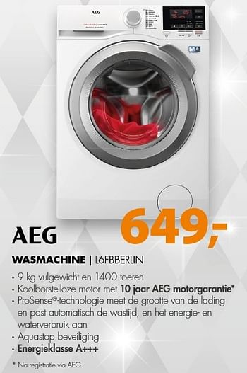 Aanbiedingen Aeg wasmachine l6fbberlin - AEG - Geldig van 18/12/2016 tot 01/01/2017 bij Expert