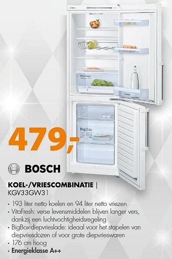 Aanbiedingen Bosch koel--vriescombinatie kgv33gw31 - Bosch - Geldig van 18/12/2016 tot 01/01/2017 bij Expert
