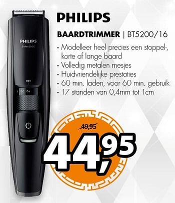Aanbiedingen Philips baardtrimmer bt5200-16 - Philips - Geldig van 18/12/2016 tot 01/01/2017 bij Expert