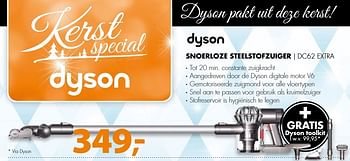 Aanbiedingen Dyson snoerloze steelstofzuiger dc62 extra - Dyson - Geldig van 18/12/2016 tot 01/01/2017 bij Expert
