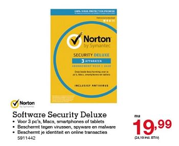 Aanbiedingen Norton software security deluxe - Norton - Geldig van 22/12/2016 tot 31/12/2016 bij Staples Office Centre