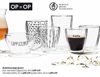 Aanbiedingen Dubbelwandige glazen met tekst cappuccino - Huismerk - Xenos - Geldig van 19/12/2016 tot 01/01/2017 bij Xenos