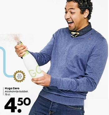 Aanbiedingen Hugo zero alcoholvrije bubbel - Schuimwijnen - Geldig van 19/12/2016 tot 01/01/2017 bij Hema
